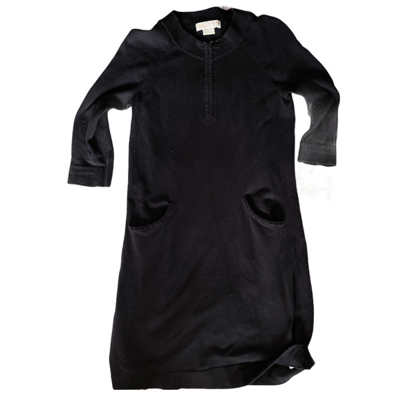 Michael Kors Black 1/4 Zip Sweater Dress Pockets S - Picture 2 of 9